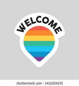 Welcome Gay icon. Rainbow flag