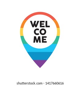 Welcome Gay icon. Rainbow flag