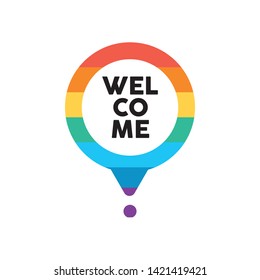 Welcome Gay icon. Rainbow flag