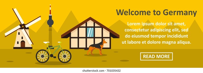 Welcome to germany banner horizontal concept. Flat illustration of welcome to germany banner horizontal vector concept for web