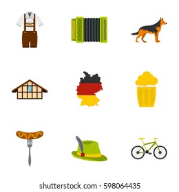 Welcome to Germany icons set. Flat illustration of 9 welcome to Germany vector icons for web