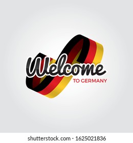 Welcome to Germany symbol with flag, simple modern logo on white background, vector illustration