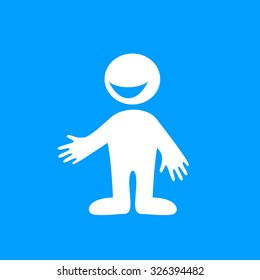 Welcome gesture - friendly sign. Happy smiling person invites.