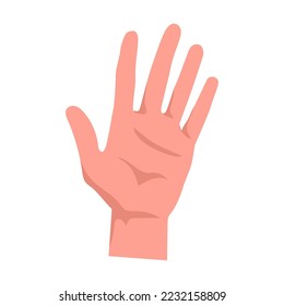 Welcome gesture with open palm. Hand gestures cartoon vector illustration. Human palm with finger, showing numbers, direction, symbol and sign