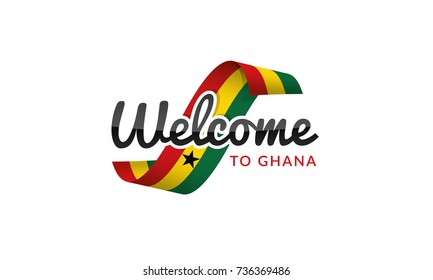 Welcome to Ghana flag sign logo icon