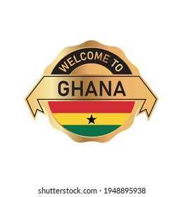 Welcome to GHANA logo badge with  flag