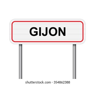 Welcome to Gijon Spain road sign vector