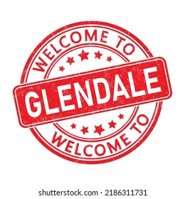 Welcome to GLENDALE. Impression of a round stamp with a scuff. Flat style