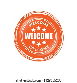 welcome glossy button - label,sign.sticker,emblem