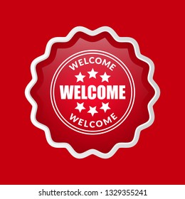 welcome glossy button - label,sign.sticker,emblem