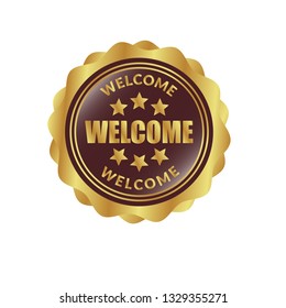 welcome glossy button - label,sign.sticker,emblem