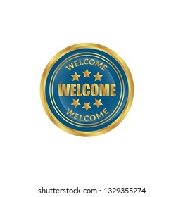 welcome glossy button - label,sign.sticker,emblem