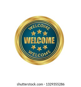 welcome glossy button - label,sign.sticker,emblem