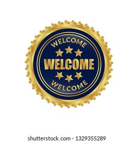 welcome glossy button - label,sign.sticker,emblem