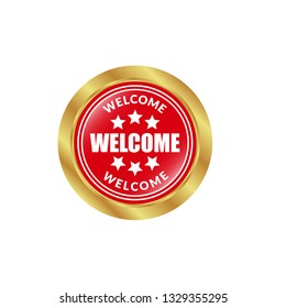 welcome glossy button - label,sign.sticker,emblem