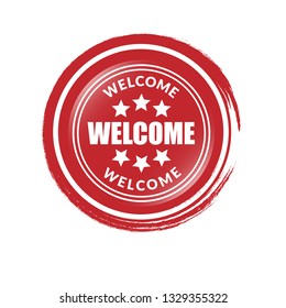 welcome glossy button - label,sign.sticker,emblem