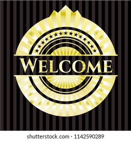 Welcome gold emblem