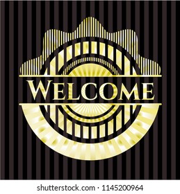 Welcome gold emblem