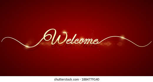 WElCOME gold letters banner, can use for, landing page, template, ui, web, mobile app, poster, banner, flyer, background