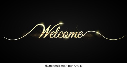 WElCOME gold letters banner, can use for, landing page, template, ui, web, mobile app, poster, banner, flyer, background