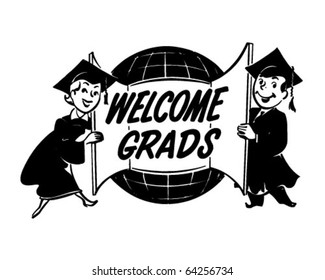 Welcome Grads - Ad Header - Retro Clipart