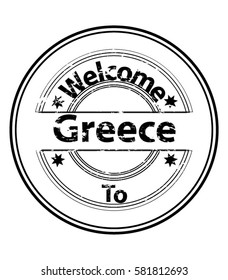 Welcome to Greece Country Grunge Stamp