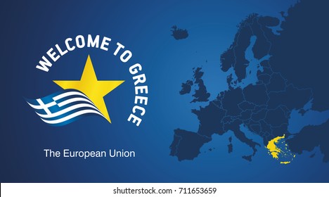 Welcome to Greece EU map banner logo icon