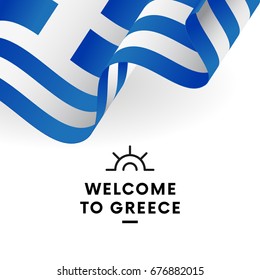 Welcome to Greece. Greece flag. Vector