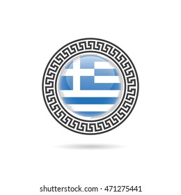welcome to Greece with icon illustration in black