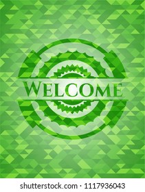 Welcome green mosaic emblem