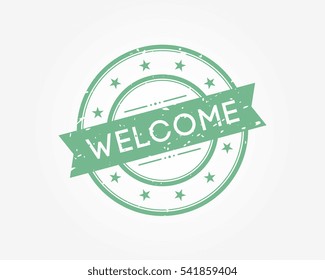 welcome. green stamp sign vector illustration