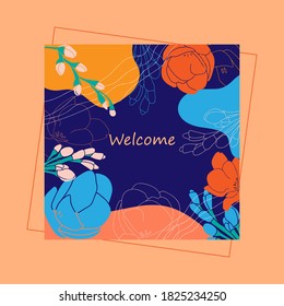 Welcome greeting card with flowers