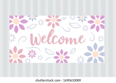 Tarjeta de bienvenida - Flores vectoriales y rayas