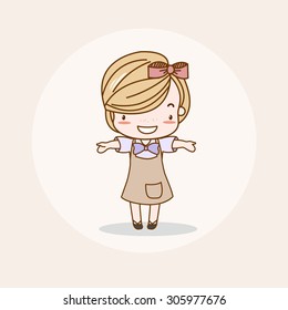 Welcome, Greeting Girl / Lady / Woman Isolated Vector / Image / Illustration / Drawing / Cartoon / Animation