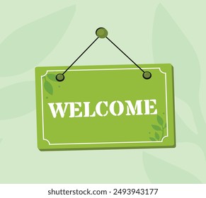 Welcome Greeting home, Hello, Hi, banner, poster and sticker, holiday geometric style with text Welcome, Hello, Hi. Lettering greeting card, invitation card, web banner. Vector Illustration 