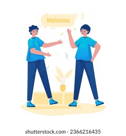 Welcome greetings meet friend teammate vector illustration