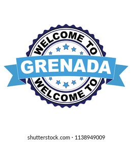 Welcome to Grenada blue black rubber stamp illustration vector on white background