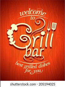 Welcome To Grill Bar Vintage Poster.