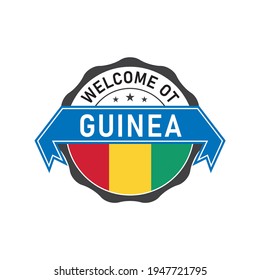 Welcome to GUINEA logo badge with  flag