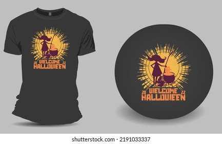 Welcome, Halloween 2022 Scary Witch Design for t-shirt