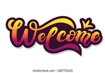 Welcome Hand Drawn Lettering Vector Illustration Stock Vector (Royalty ...