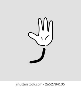Welcome hand gesture cartoon comic.  Comic arms with four and five fingers in white gloves with various gestures, cartoon character body parts. 