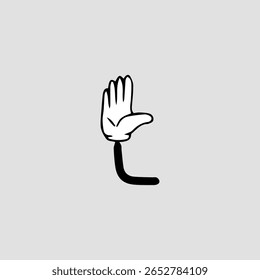 Welcome hand gesture cartoon comic.  Comic arms with four and five fingers in white gloves with various gestures, cartoon character body parts. 