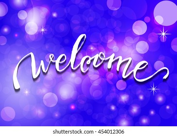 Welcome Hand Lettering Abstract Purple Bokeh Stock Vector (Royalty Free ...