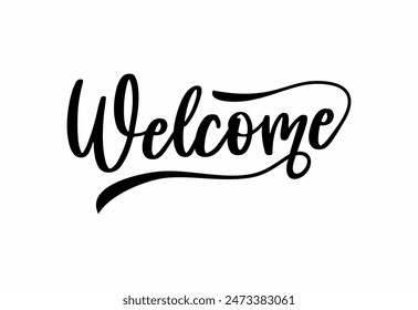 Welcome hand lettering design modern calligraphy brush text composition