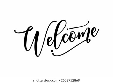 Welcome hand lettering design modern calligraphy brush text composition