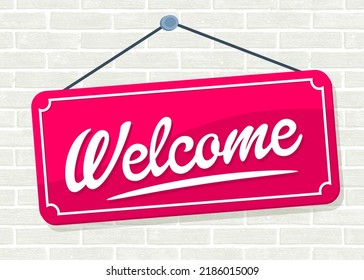 Welcome Hand Lettering Design Typographic Handwritten Stock Vector ...