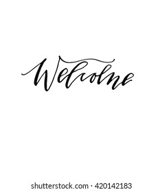Welcome, hand lettering. Isolated design element