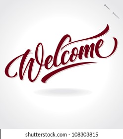 'welcome' hand lettering, vector (eps8)