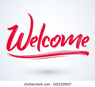 Welcome Hand Lettering Vector Illustration Banner Stock Vector (Royalty ...